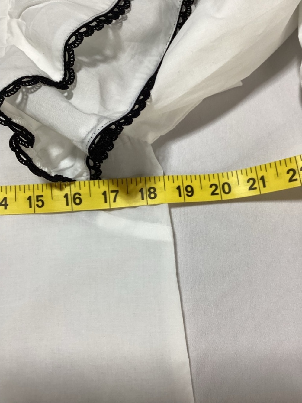 Women’s White Ruffle-Trim Button Front Blouse - Picture 10 of 11